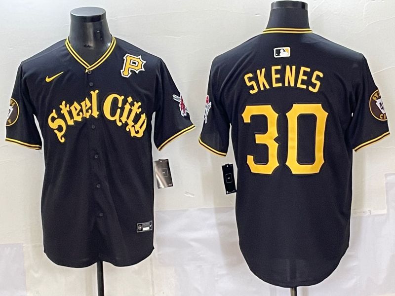 Men 2025 Pittsburgh Pirates #30 Skenes Black Game Nike MLB Jersey style 7151